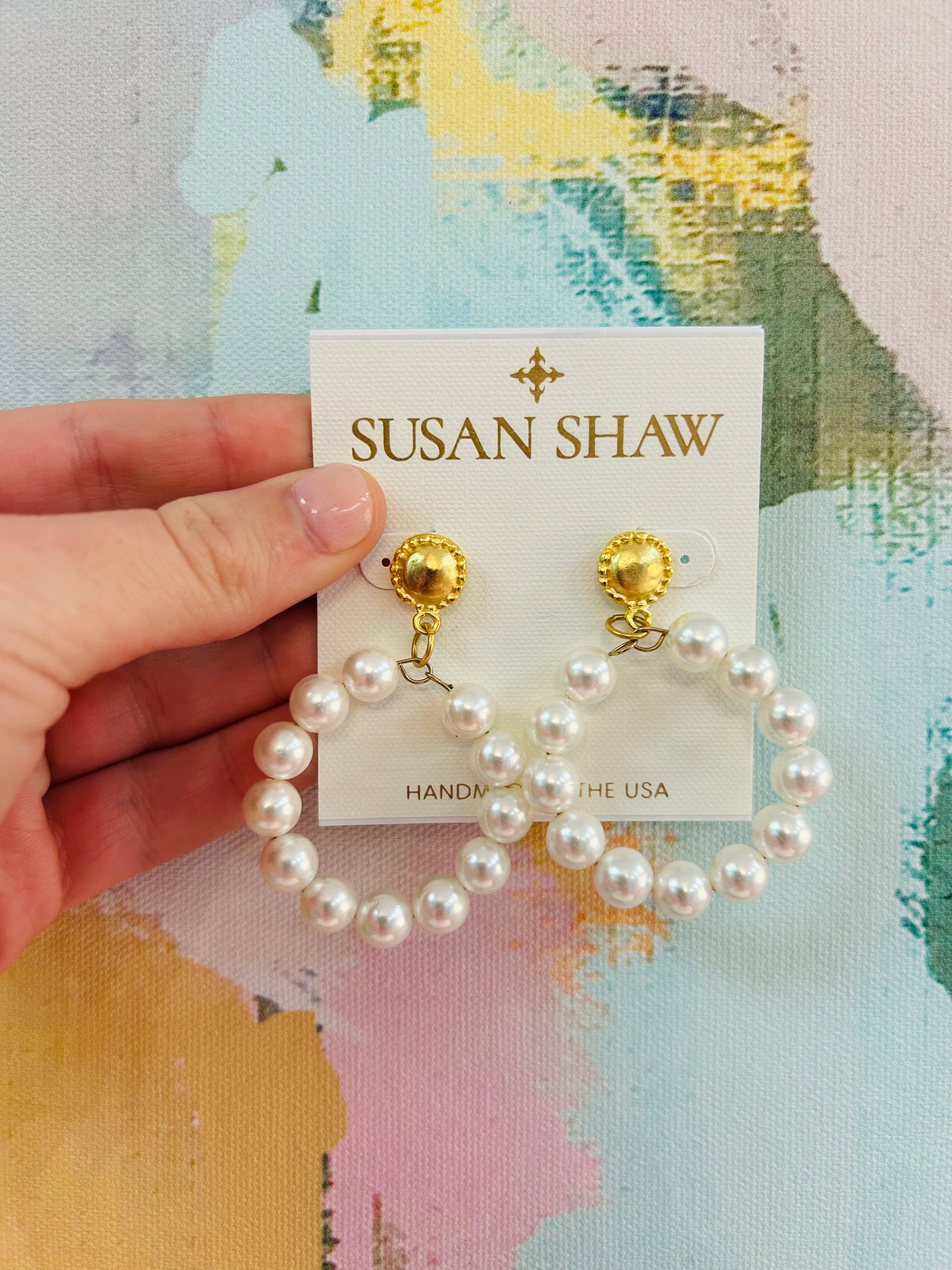 Gold Dot Top & Pearl Shell Earring