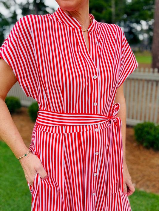 Jude Connally/ The Matilda Dress/ Striped Red