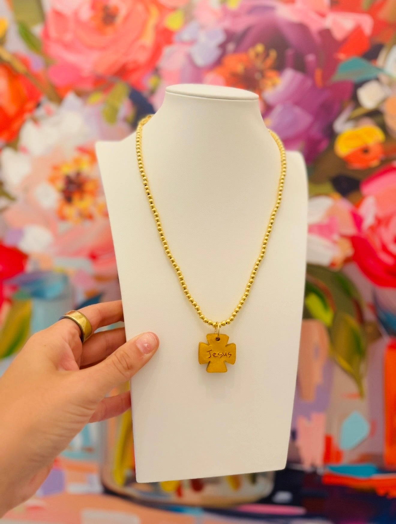 Hidden Truth Jewelry/ The Gold Beaded Necklace + Anna Cross