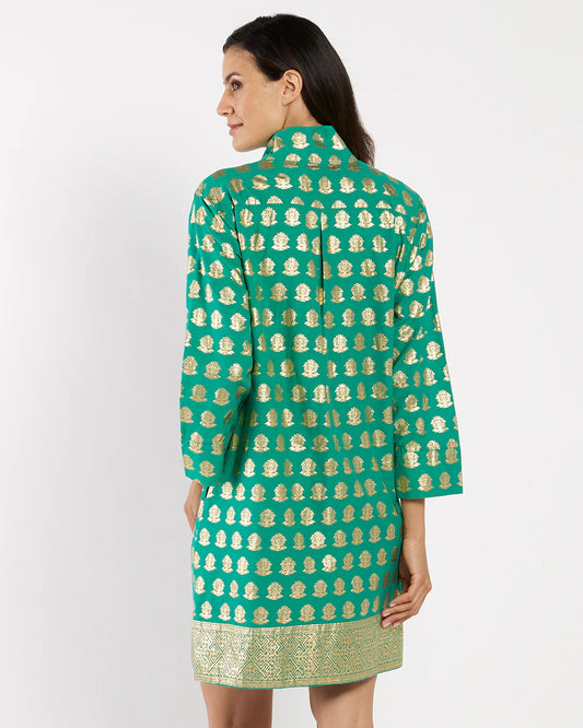 Jude Connally/ Helen Dress/ Foulard Border Jade Gold
