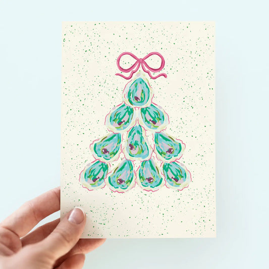 Colorful Oyster Tree Holiday Greeting Card