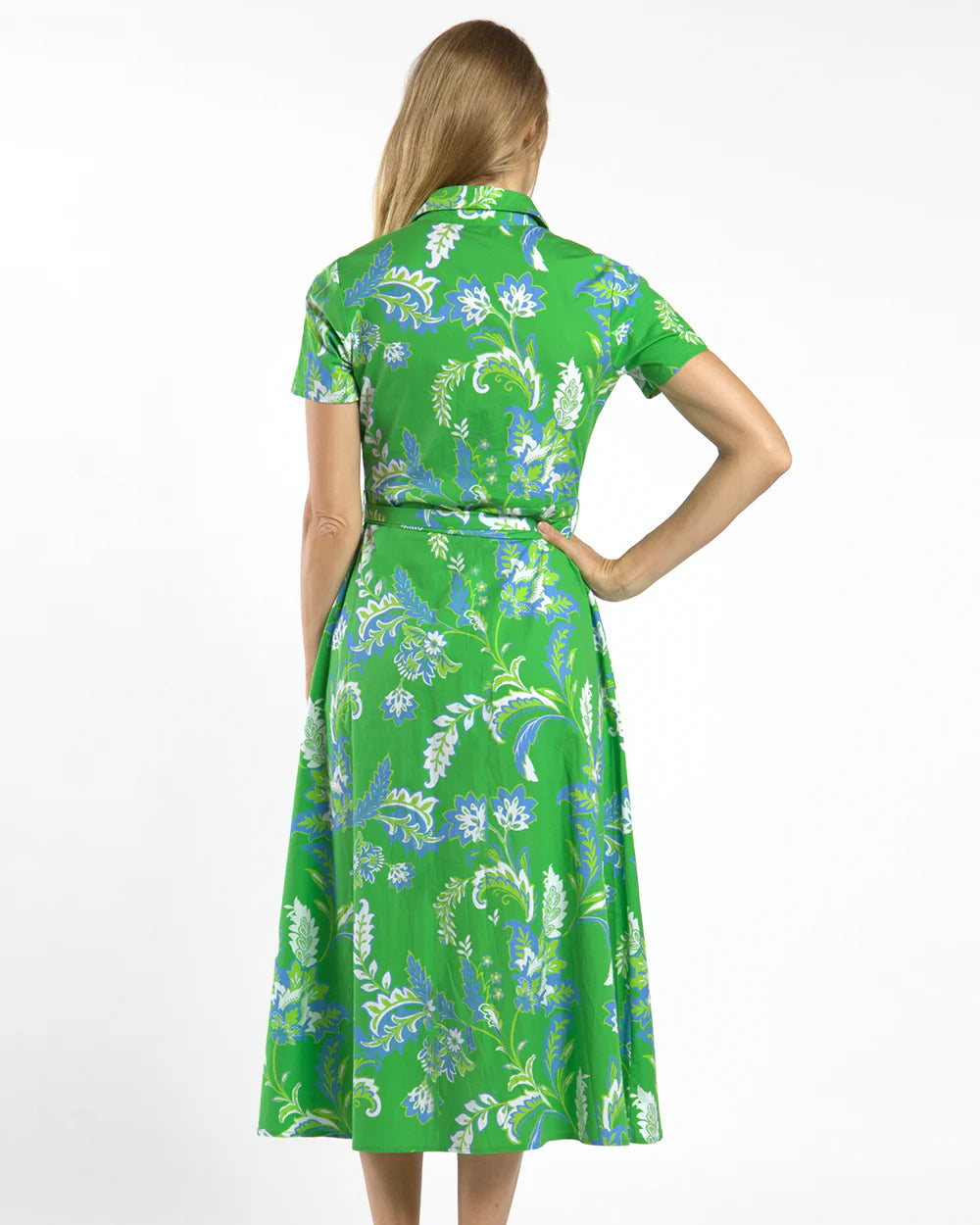 Jude Connally/ The Glenda Stretch Poplin Dress/ Feathered Floral Grass/ FINAL SALE