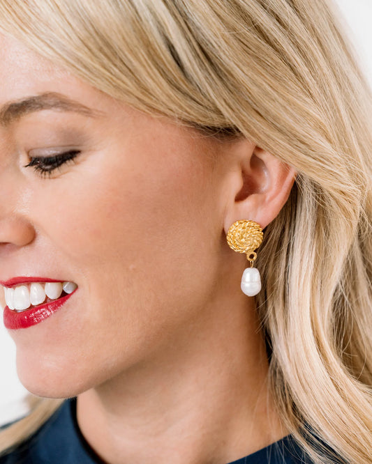 Susan Shaw/ Rope Pearl Drop Earring