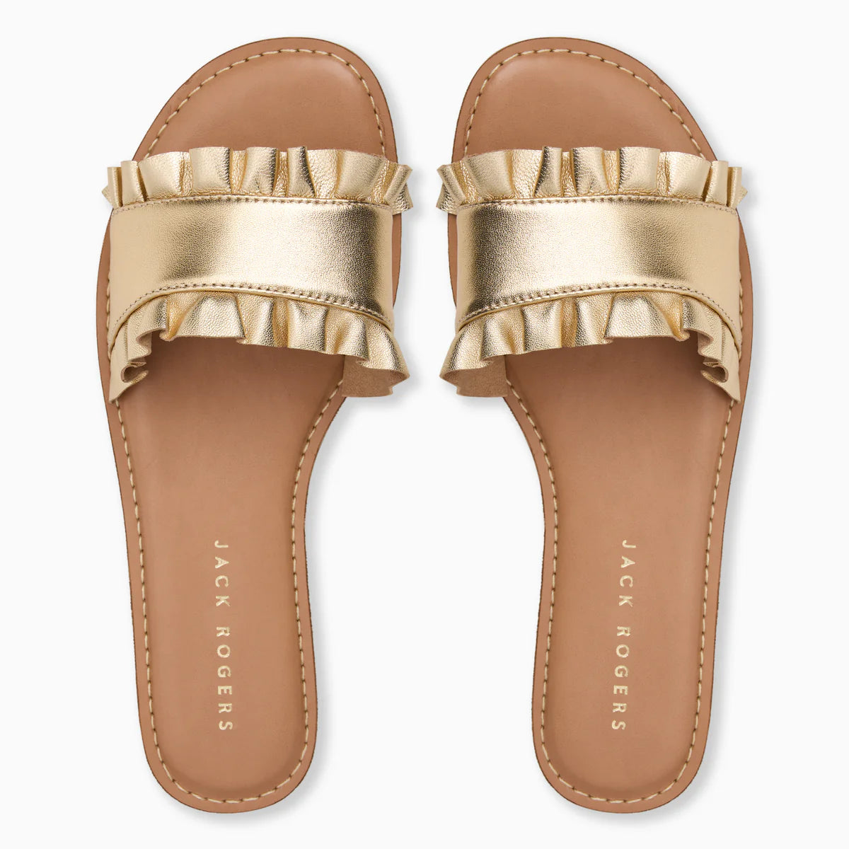 Jack Rogers/ The Rozette Ruffle Metallic Slide