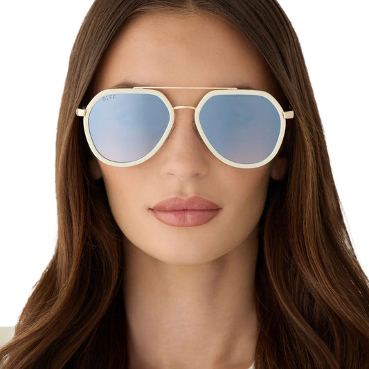 Diff/ Joey Sunglasses/ Ivory Gold Metal Slate