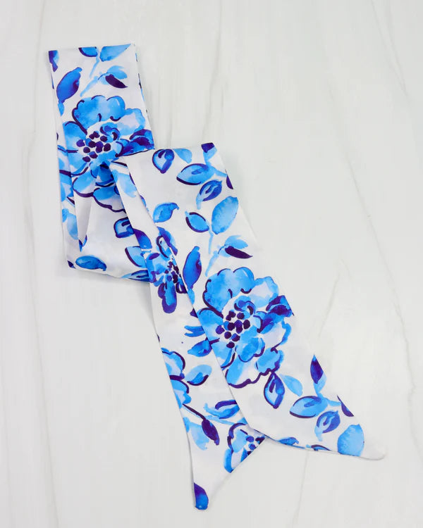 The Serafina Scarf/ Blue + White Floral