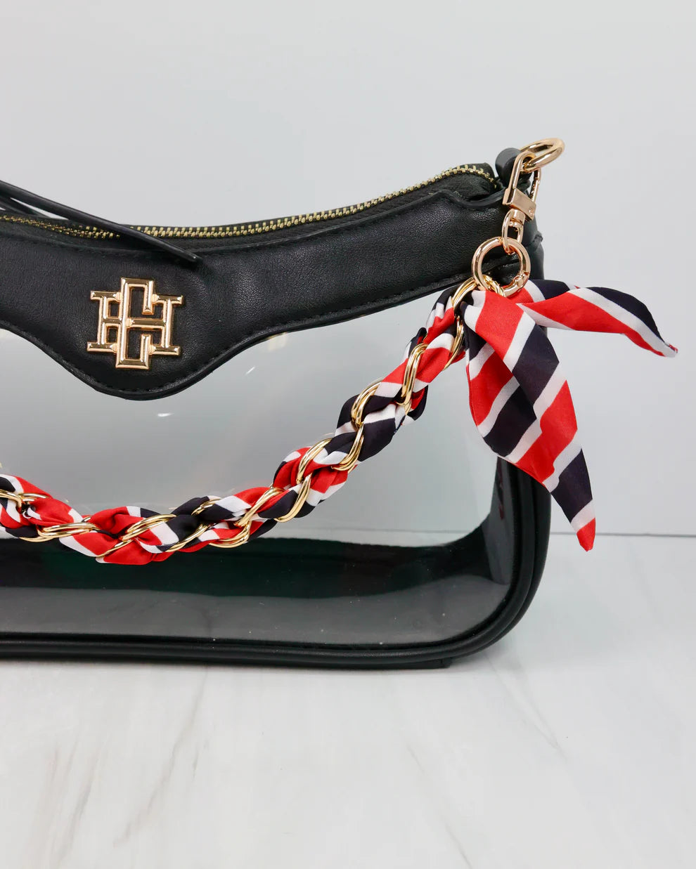 The Serafina Scarf Purse Chain/ B+R Stripe
