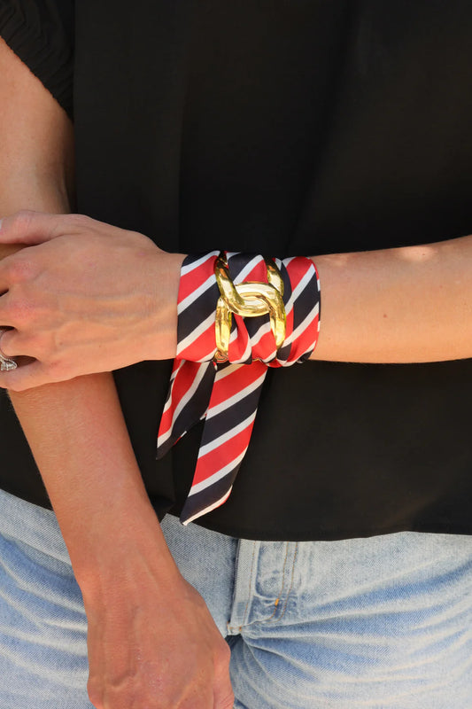 The Serafina Scarf Bracelet/ Black + Red Stripe