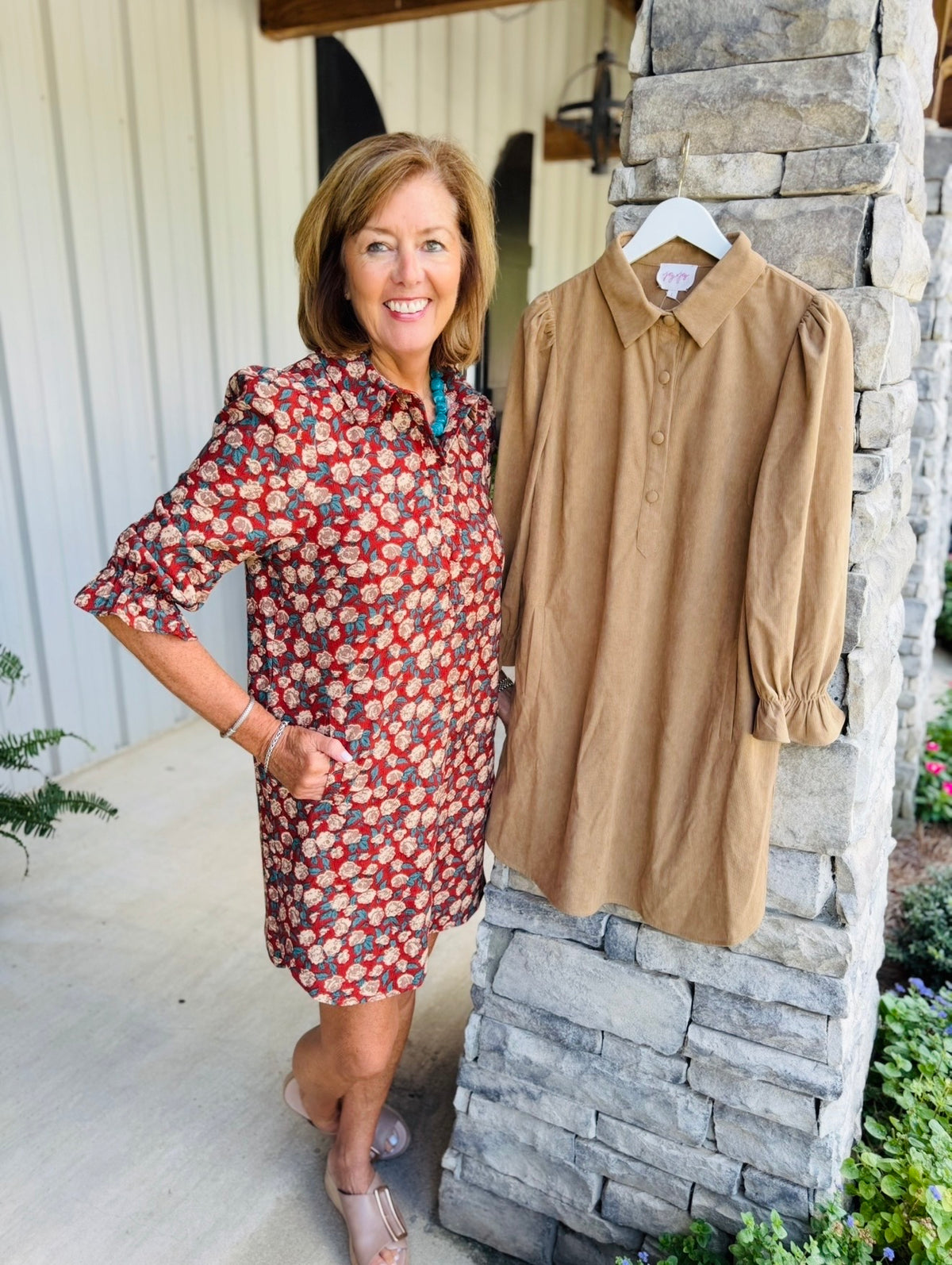 Joy + Joy/ The Paula Placket Dress/ Taupe