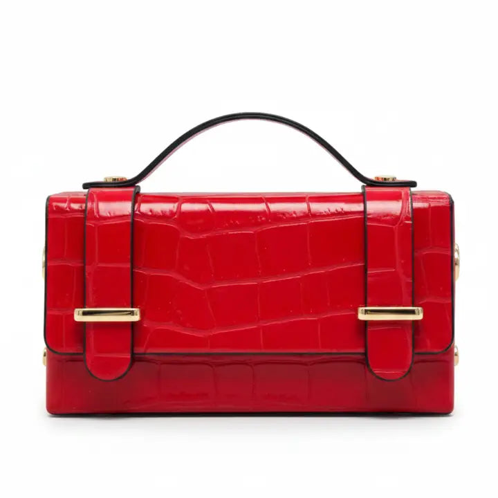 The Brynlee Buckle Crossbody/ Red Croc