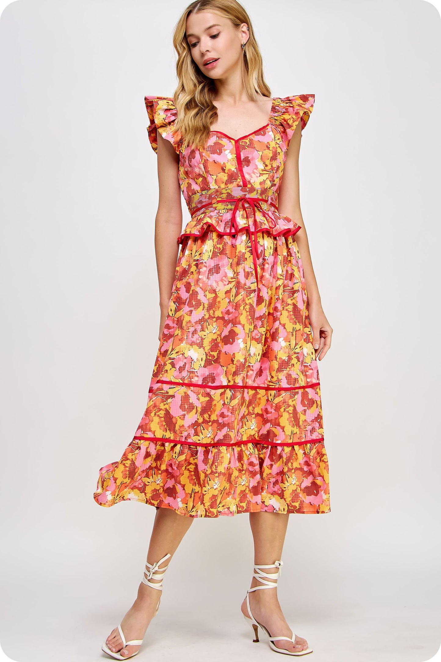 The Flaming Floral Midi/ FINAL SALE