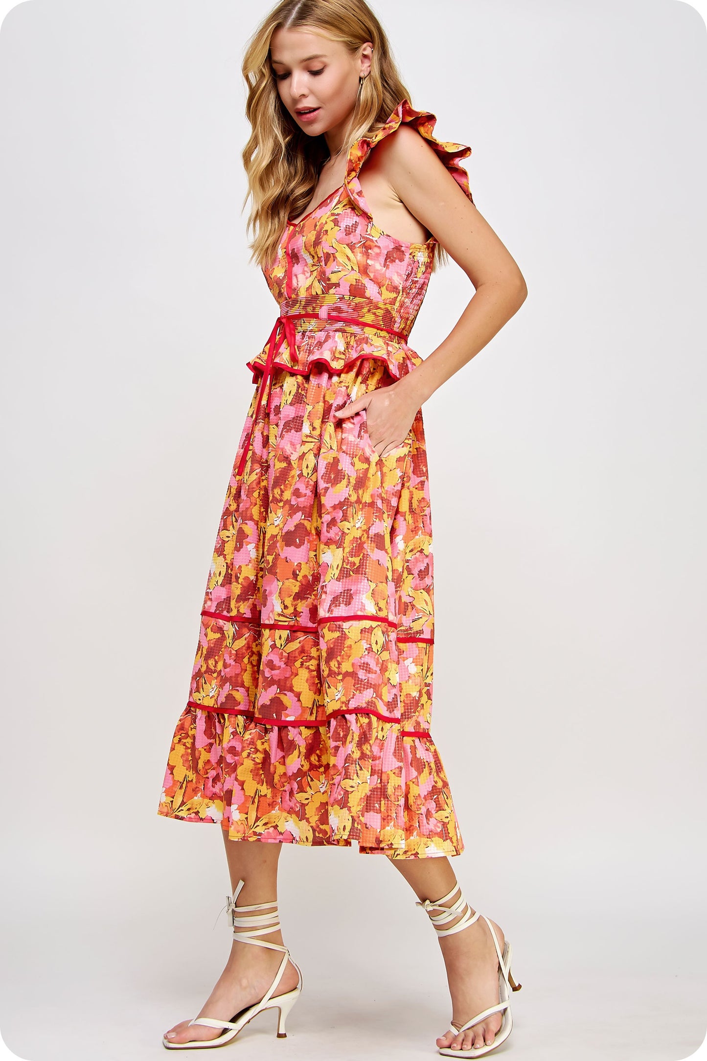 The Flaming Floral Midi/ FINAL SALE