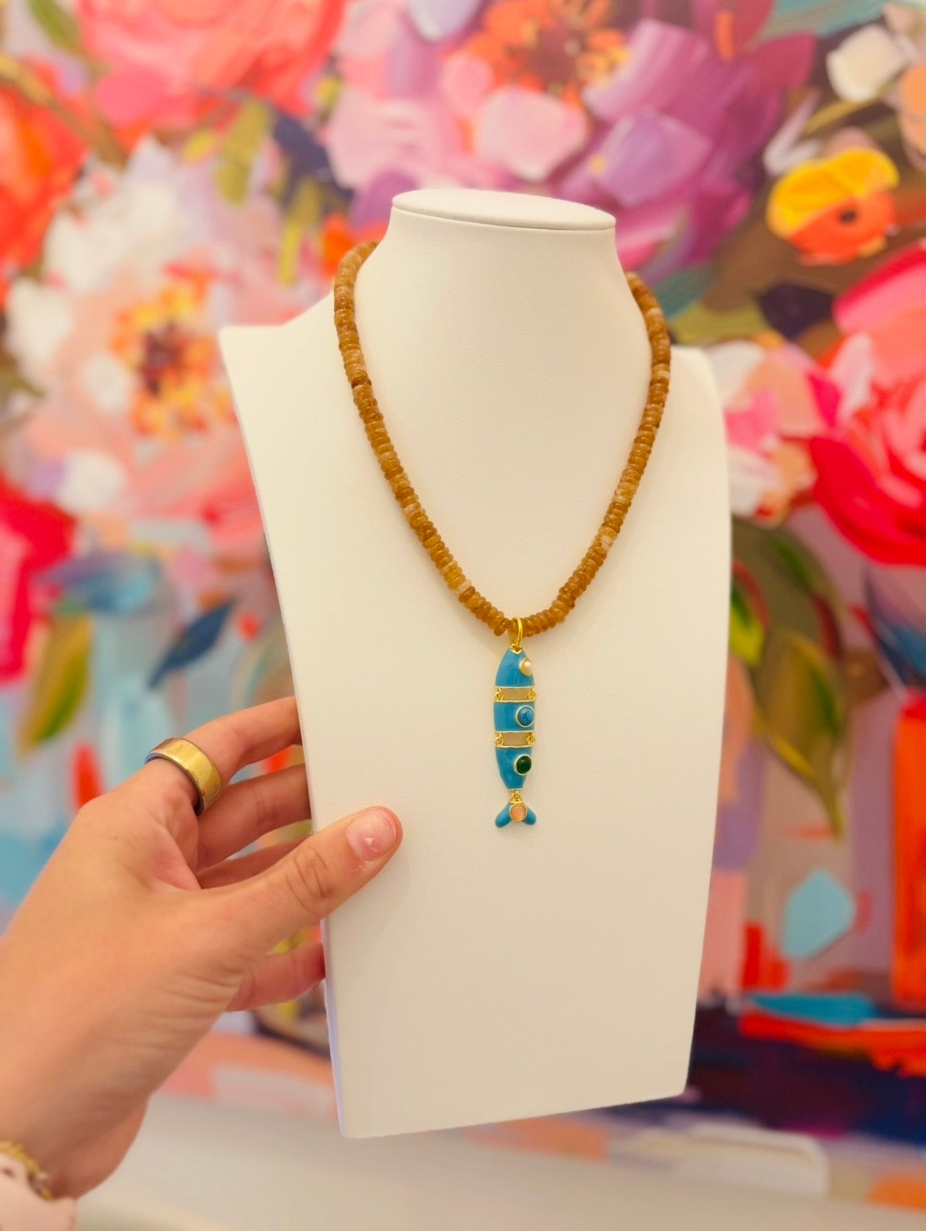 HD/ The Beaded Fish Necklace/ Brown