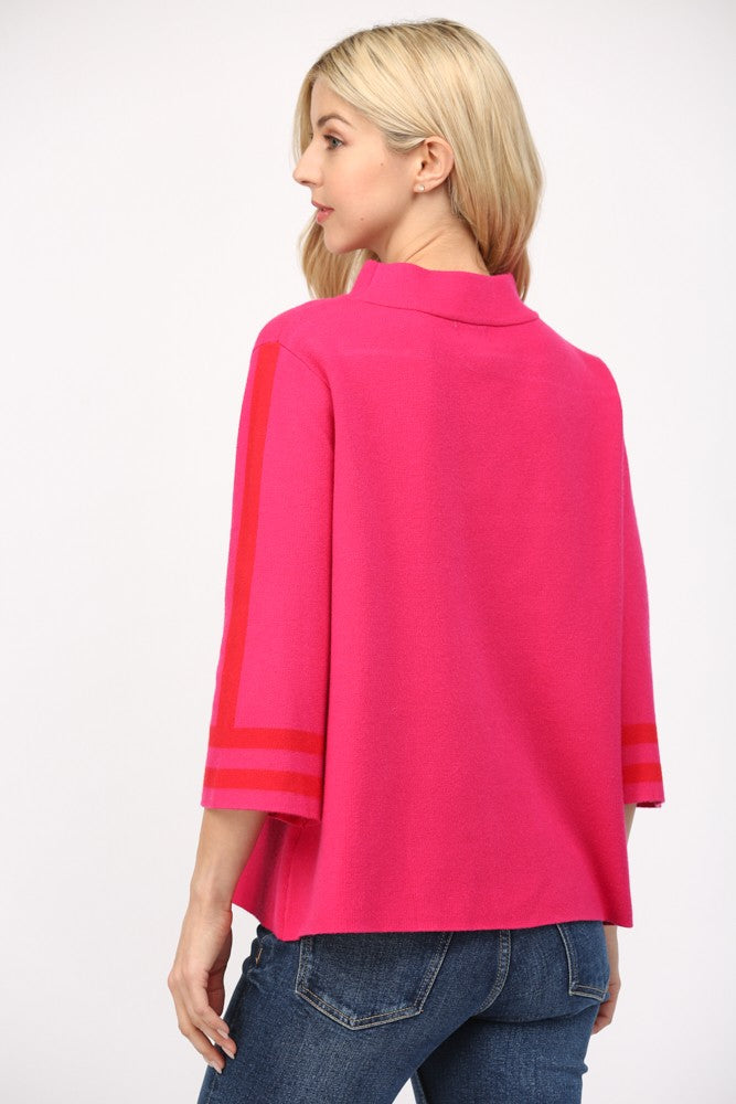 The Sarla Striped Mock Sweater