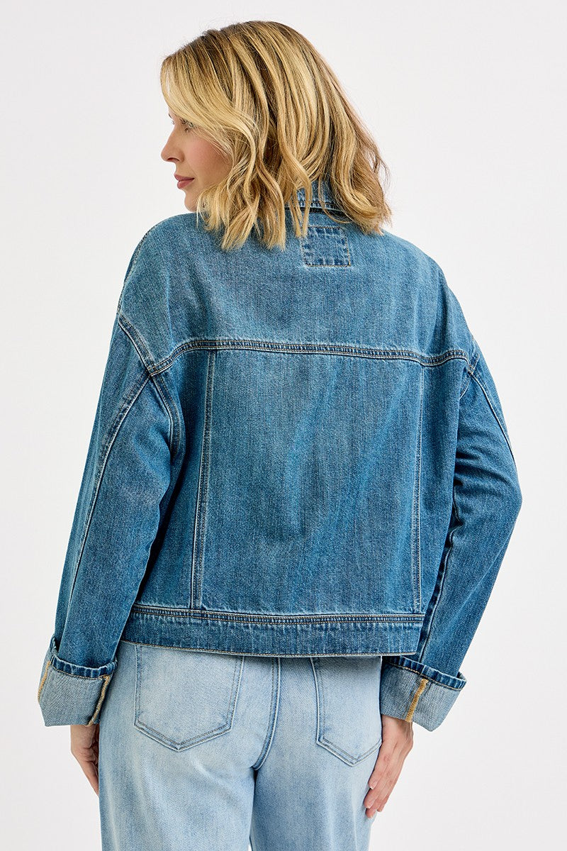 Risen/ Oversized Cargo Denim Jacket