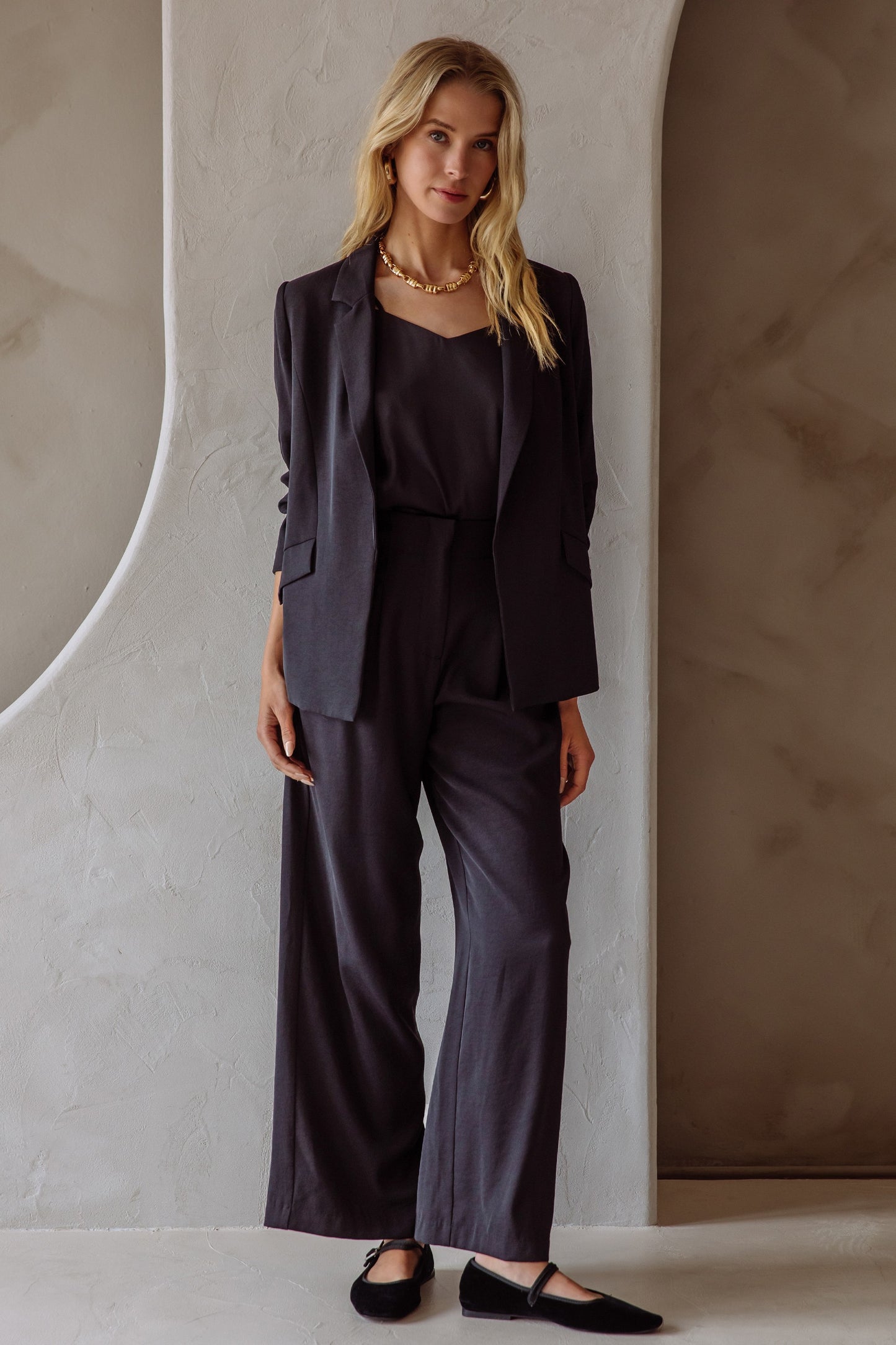 The Sullie Shirred Sleeve Blazer