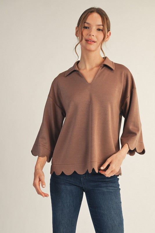 The Steva Scalloped Top