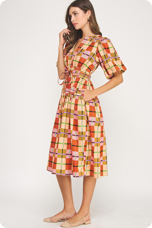 The Piper Plaid Midi Dress