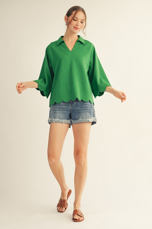 The Steva Scalloped Top