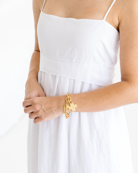 Susan Shaw/ Gold Cross Toggle Bracelet