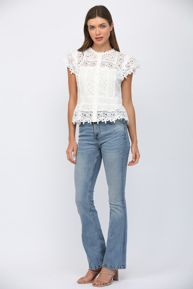 The Lace & Eyelet Peplum Blouse