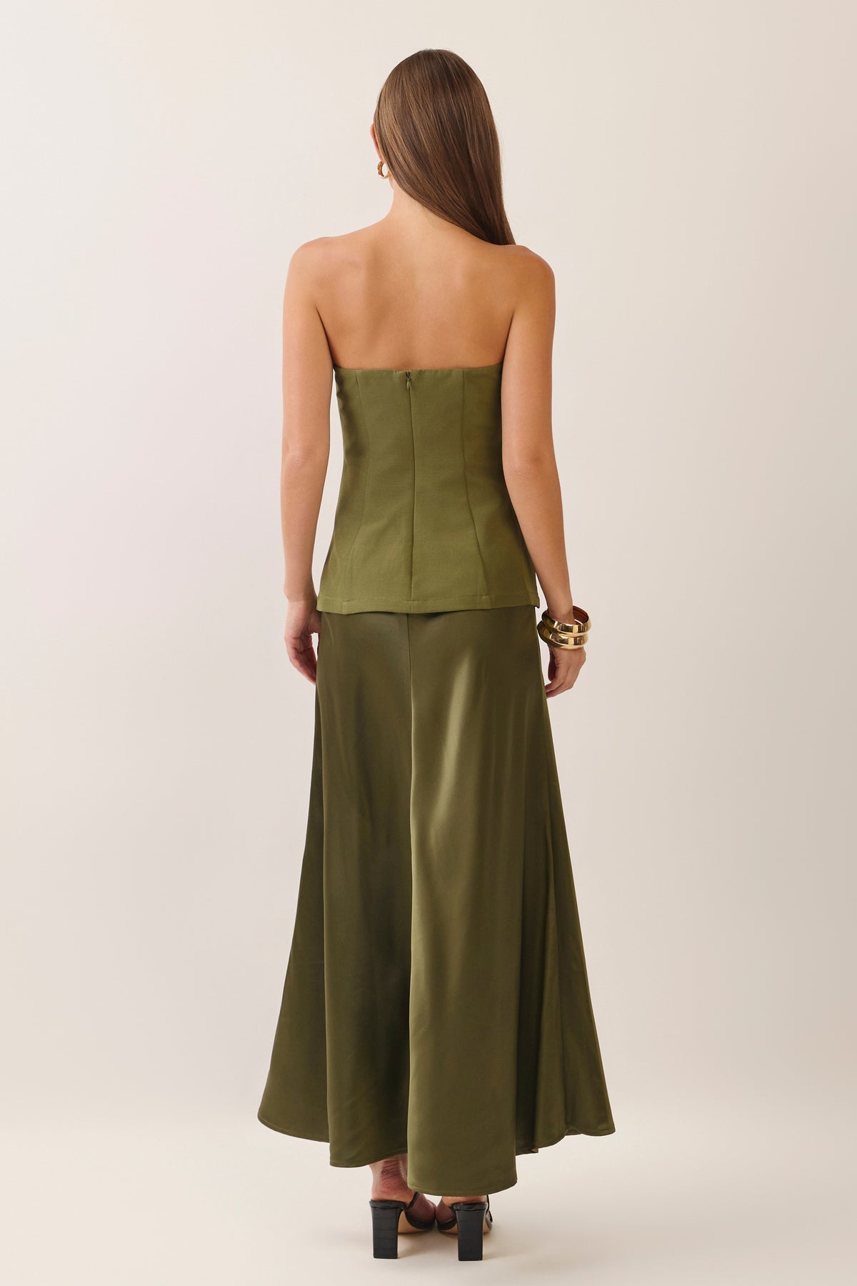 The Sela Satin Strapless Dress