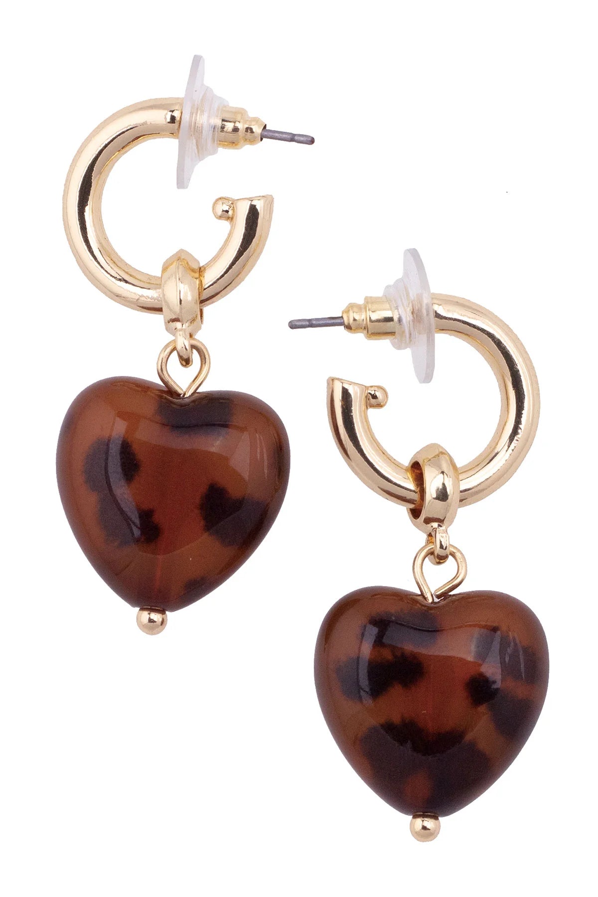 The Annabelle Heart Drop Hoop Earrings/ Tortoise