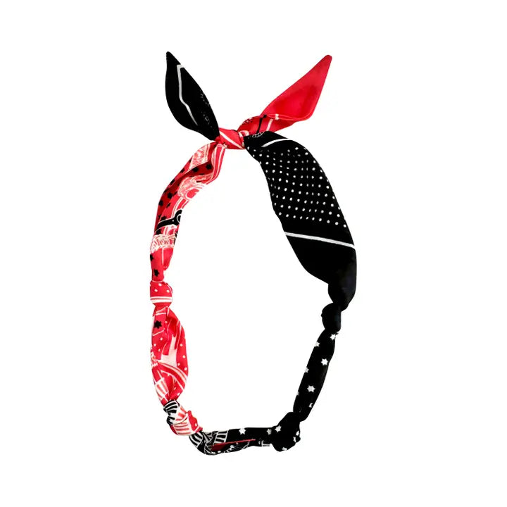 The Knotted Carley Red + Black Bandana