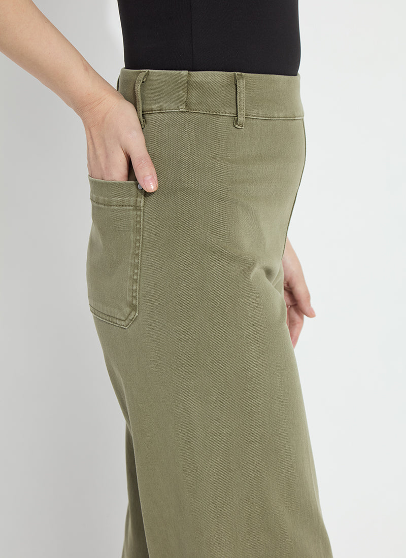 Lyssé/ The Erin Hi Waist Denim Wide Leg/ Antique Wash Smoked Green