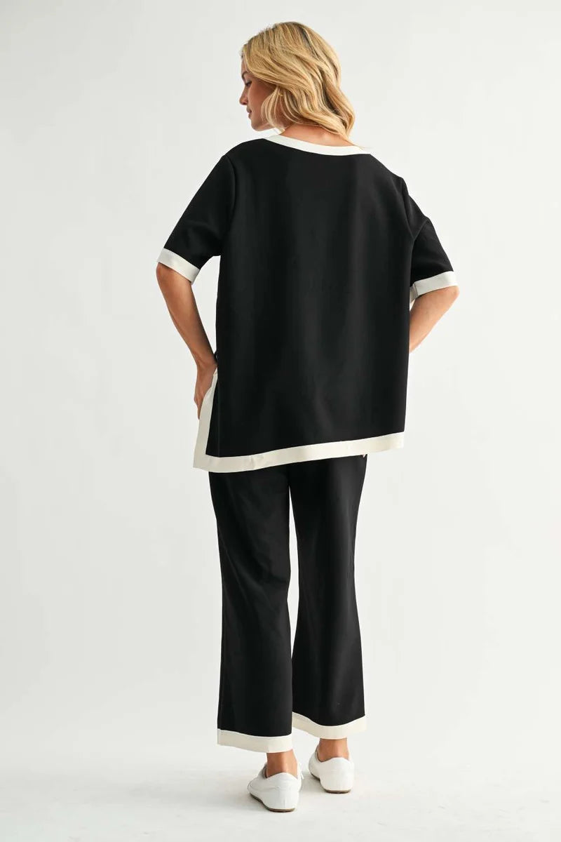 The Kiara Crepe Knit Pant/ Black