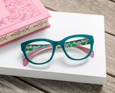 Peepers/ Bee Eyeglasses/ Teal + Floral