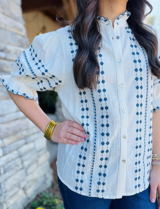 Ivy Jane/ Rows of Embroidery Top