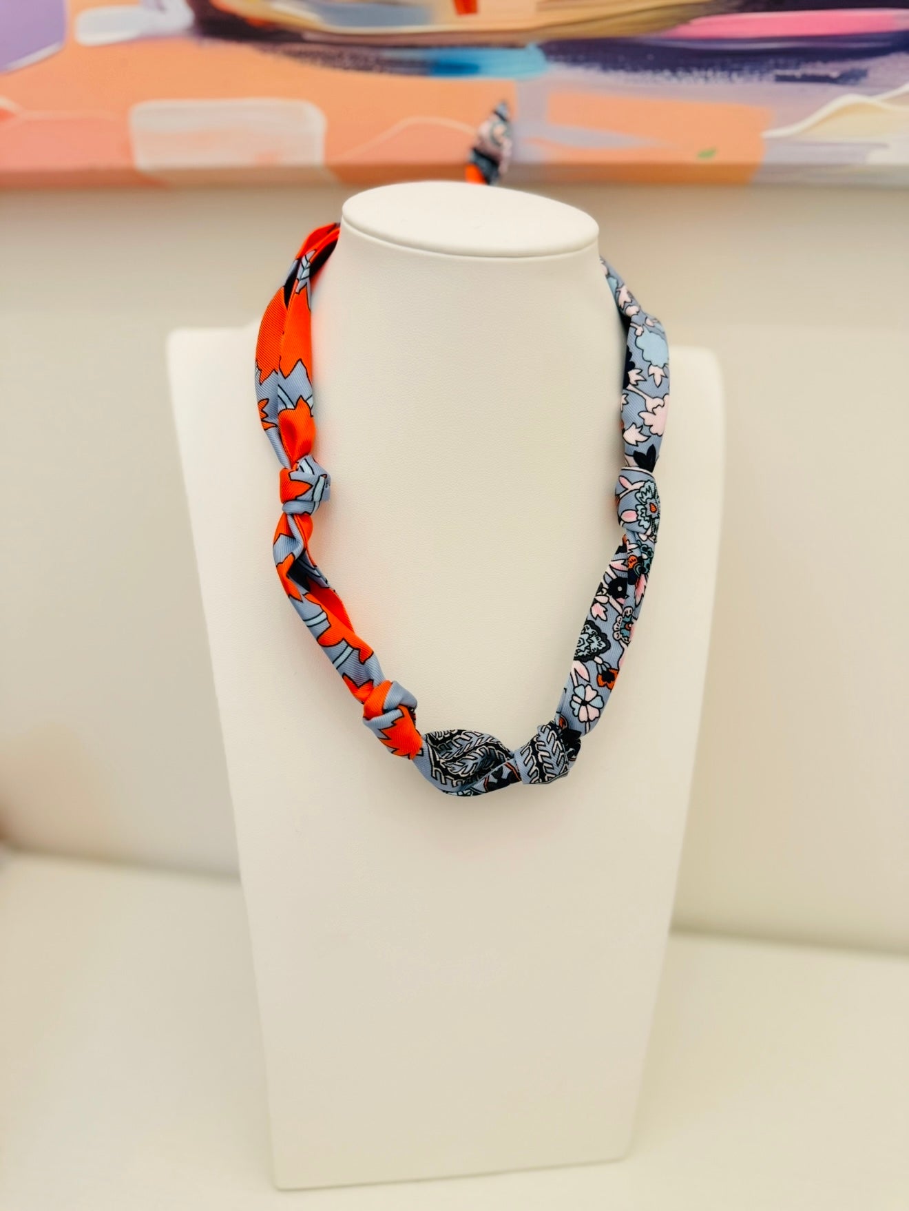 The Knotted Blue and Orange Scarf