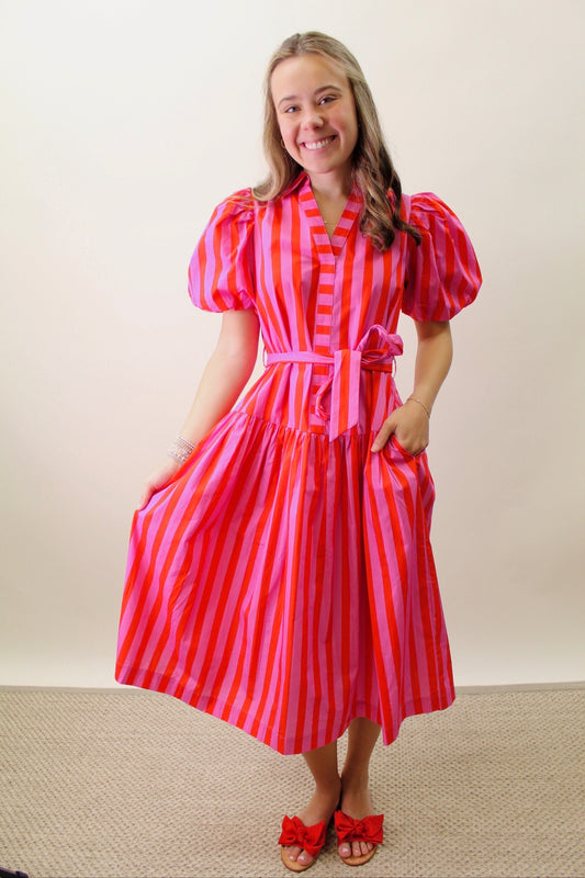 The Sybil Striped Midi Dress