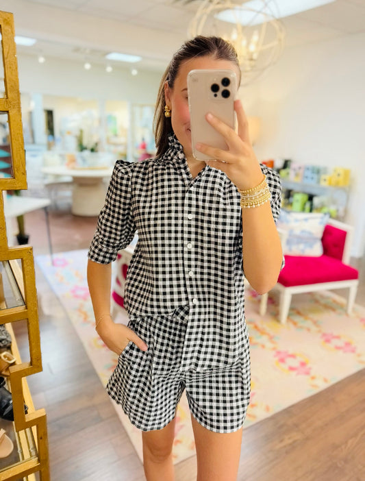 The Jodie Woven Shorts/ Black Gingham