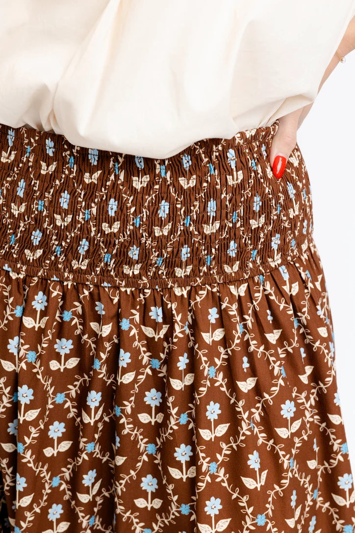 Karlie/ The Floral Smocked Skirt