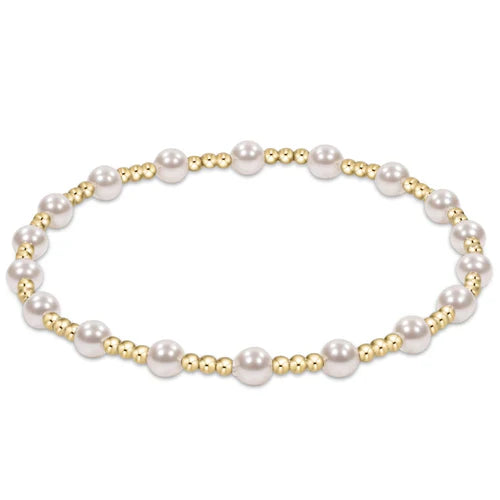 ENewton/ Extends/ Classic Sincerity Pattern 4MM Bead Bracelet-Pearl
