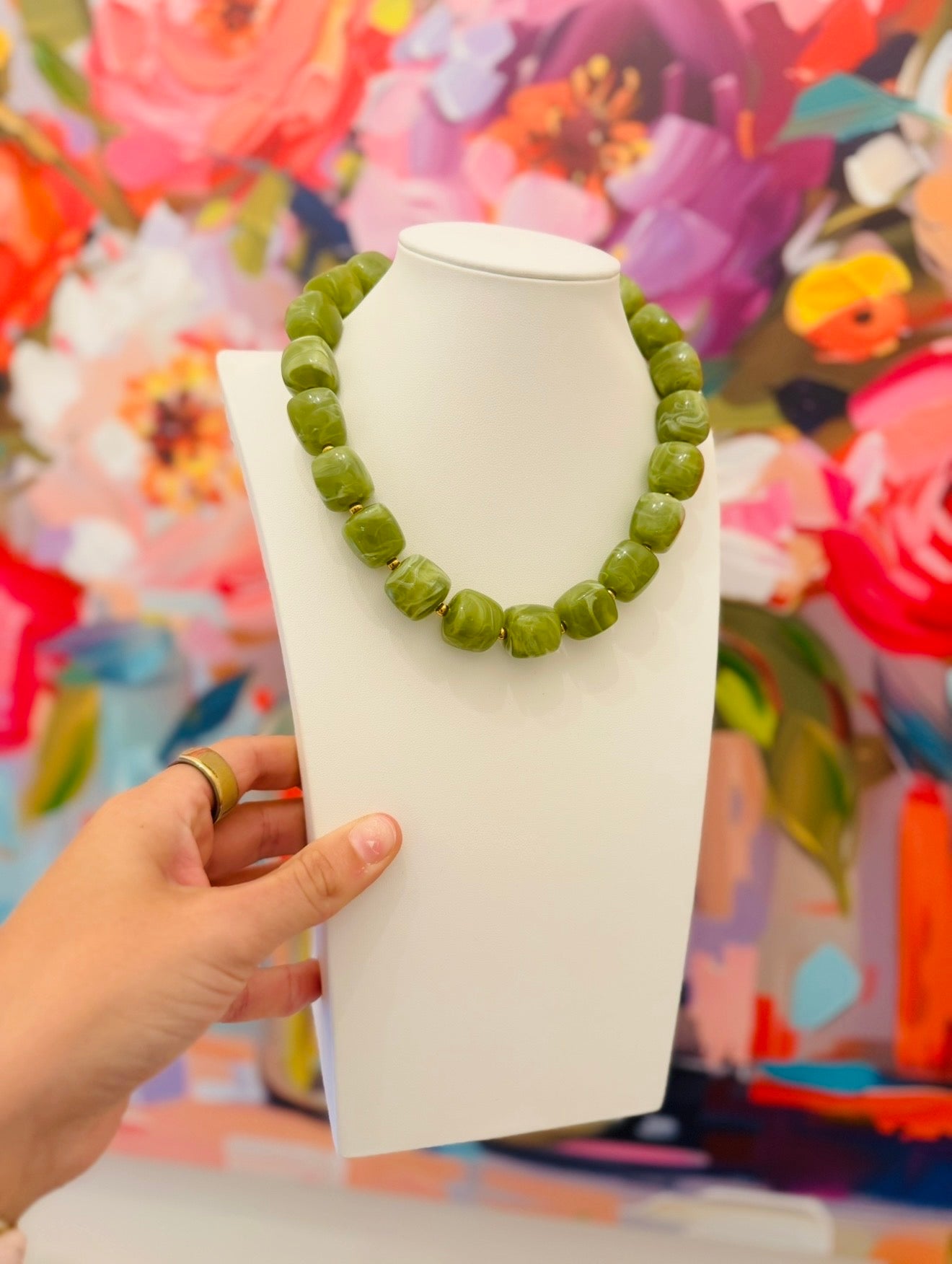 HD/ The Bonnie Beaded Necklace/ Olive