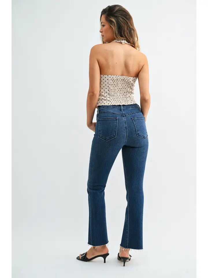 Just Black/ HR Tonal Crop Flare/ Dark Denim