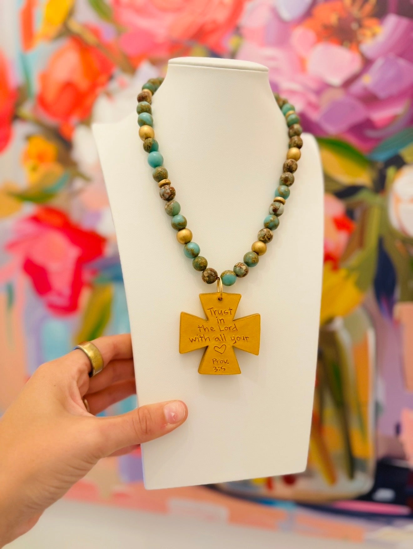 Hidden Truth Jewelry/ The Aqua Jasper Necklace + Anna Cross