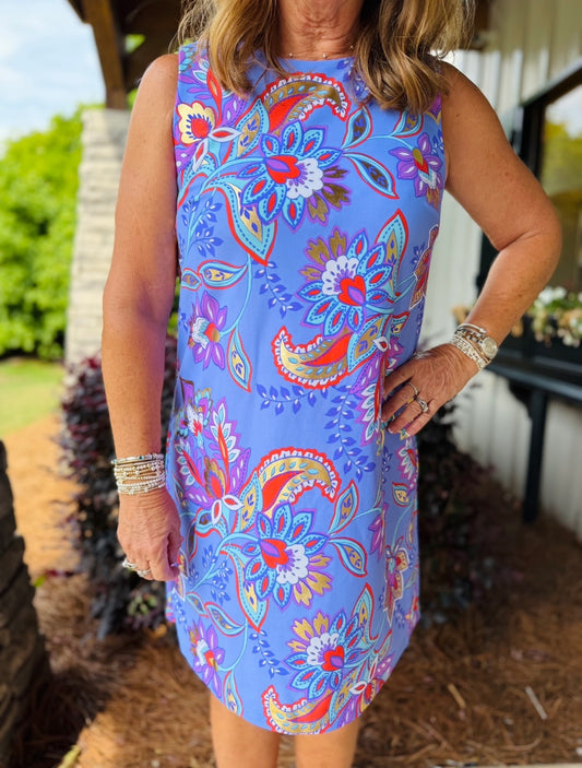 Jude Connally/ The Yolanda Dress/ Floral Bluebell Gold