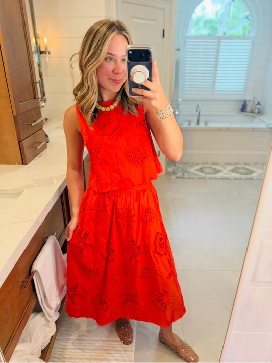 The Coastal Eyelet Skirt