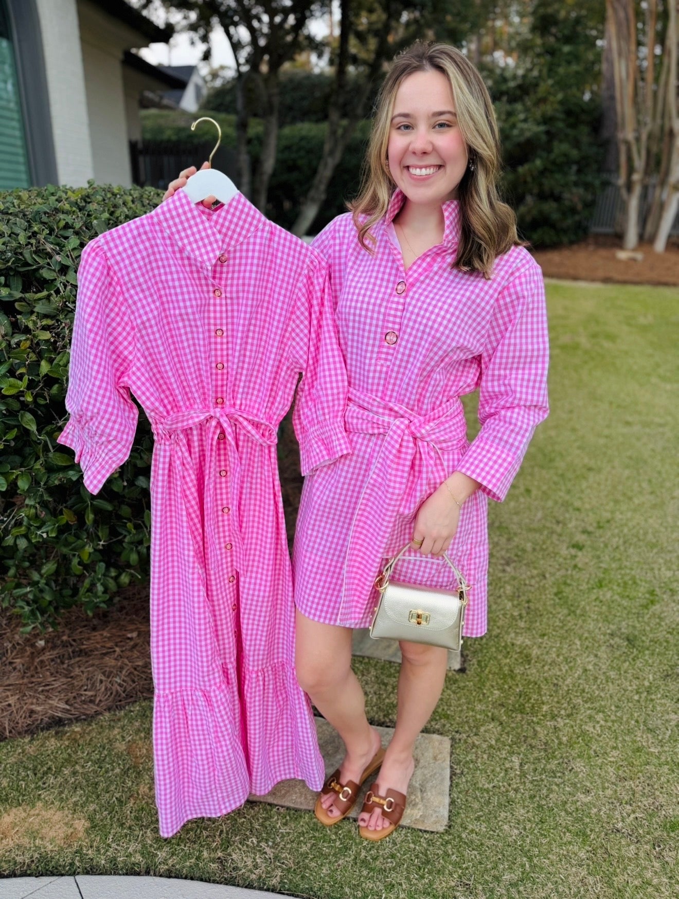 The Arden Dress/ Pink + White Gingham