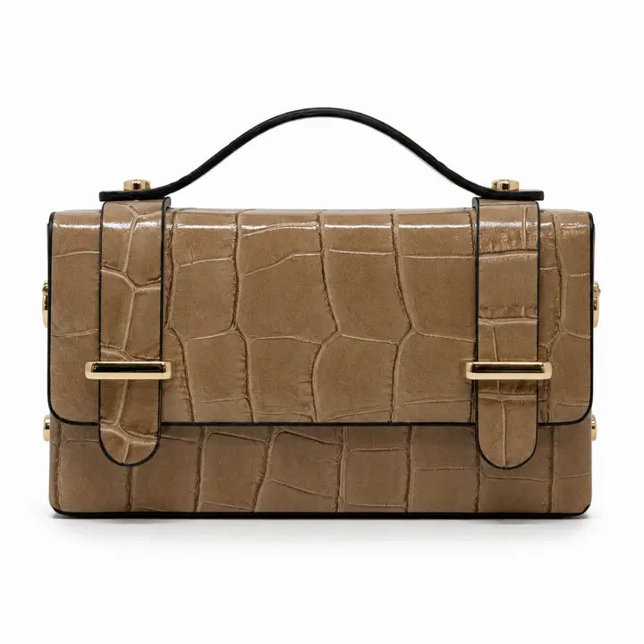 The Brynlee Buckle Crossbody/ Taupe Croc