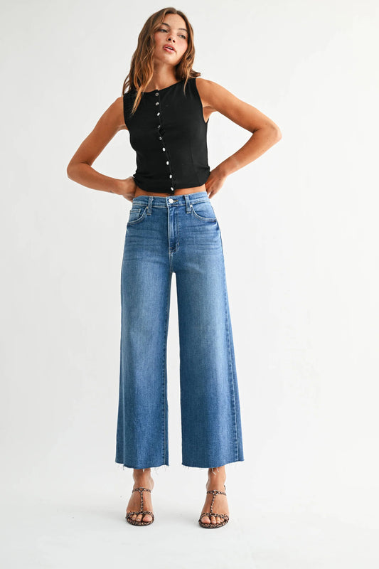 Just Black/ The Scissor Cut Wide Leg/ Medium Wash