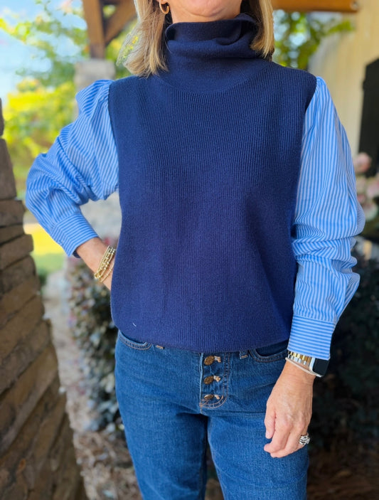 The Sae Striped Sleeve Top