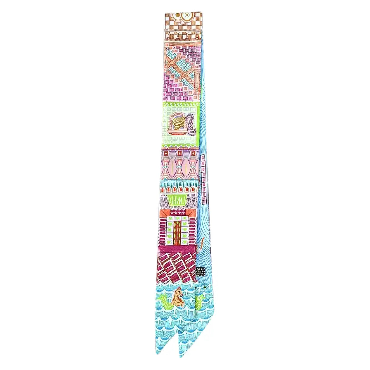 The Knotted Light Pink and Blue Print Scarf