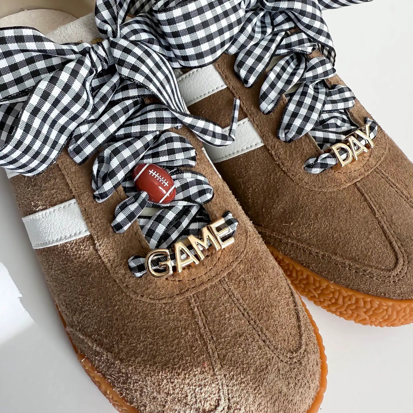 The Game Day Gingham Sneaker Lace Charm Set