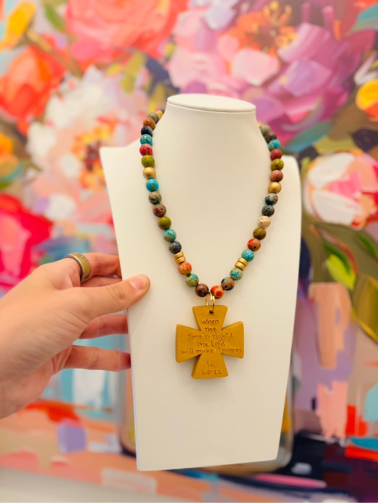 Hidden Truth Jewelry/ Multi Sea Jasper + Anna Cross