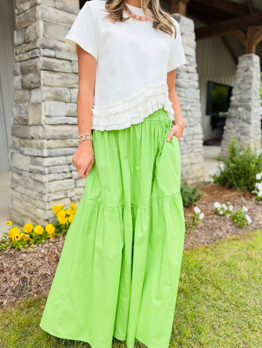 The Aerin Maxi Skirt/ Green Apple